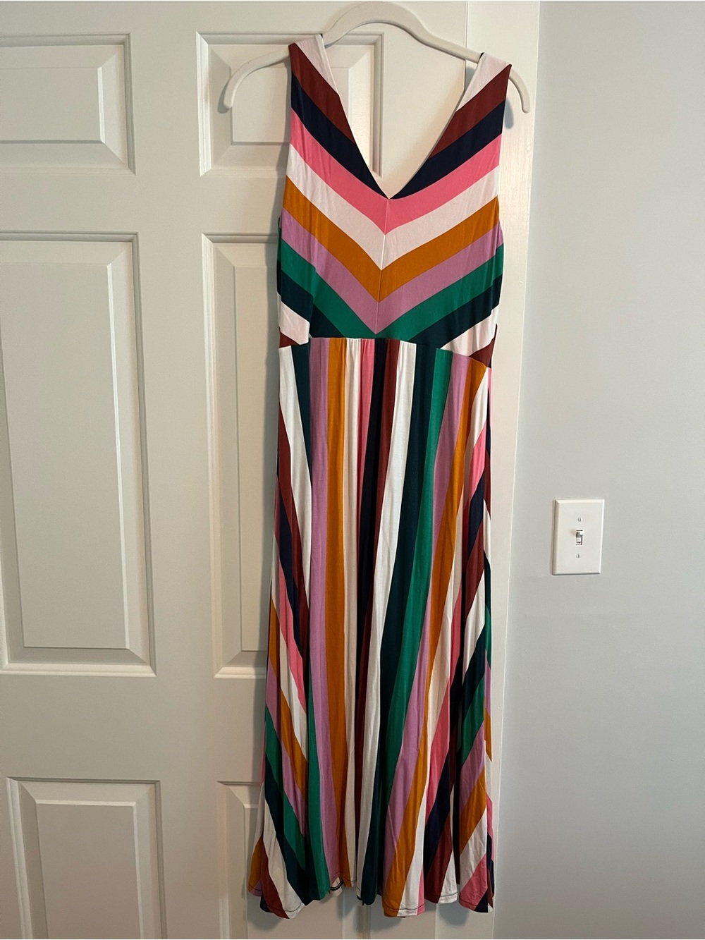 Boden Multi-Color Striped Maxi V-Neck Sleeveless Dress | Size 6 - Picture 2 of 6